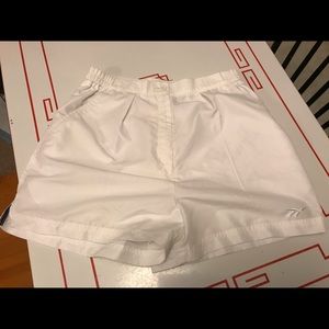 Medium high waisted white tennis shorts